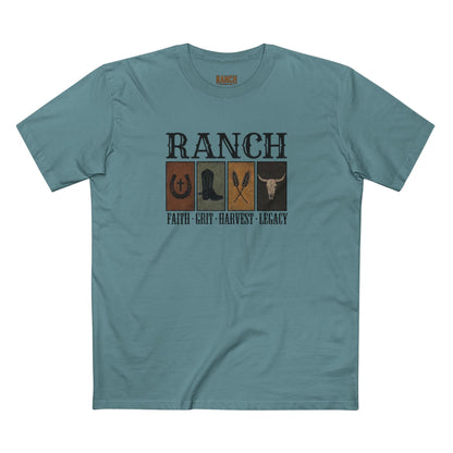 Faith.Grit.Harvest.Legacy Men's Adult Ranch Tee - Ranch