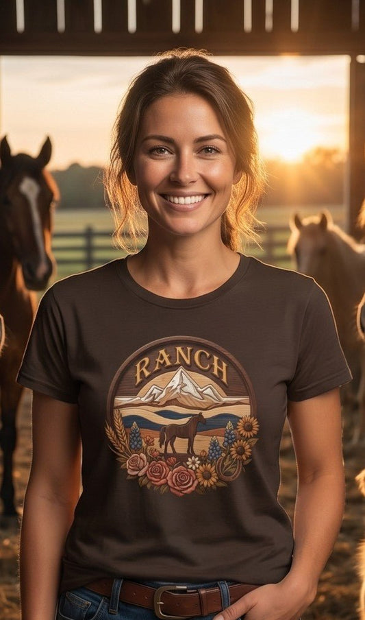 Women's mountain flowers Ranch Tee - Ranch