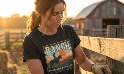Women's cowgirl sunset Ranch Tee - Ranch