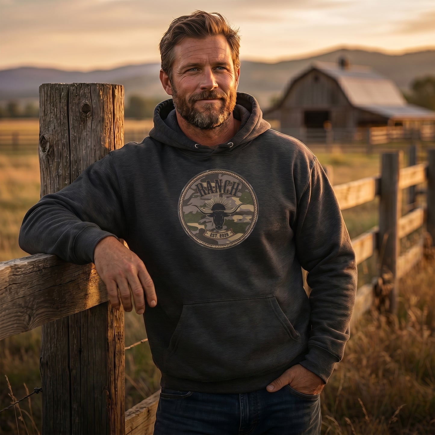 Men's Camo Logo Ranch Hoodie - Ranch