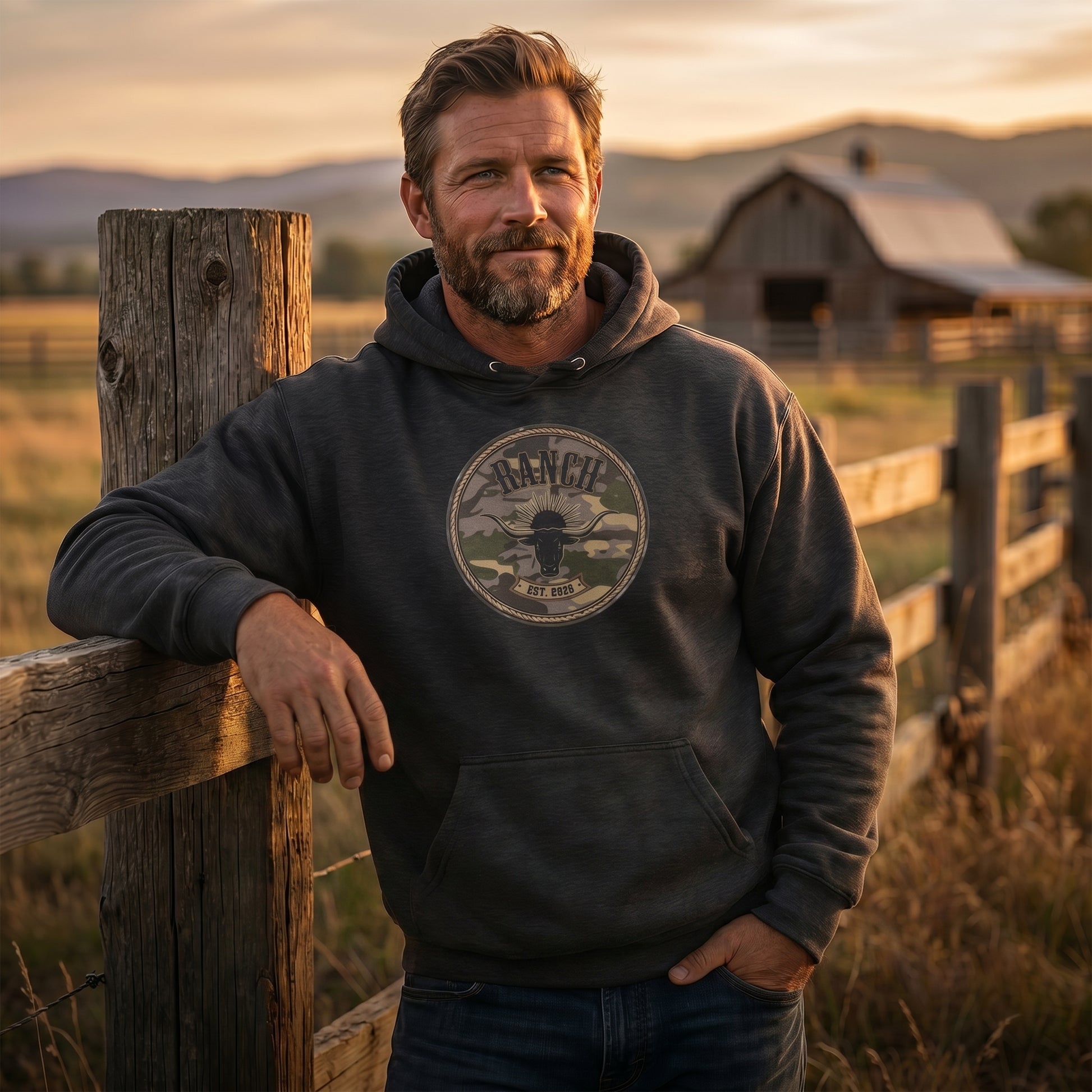 Men's Camo Logo Ranch Hoodie - Ranch