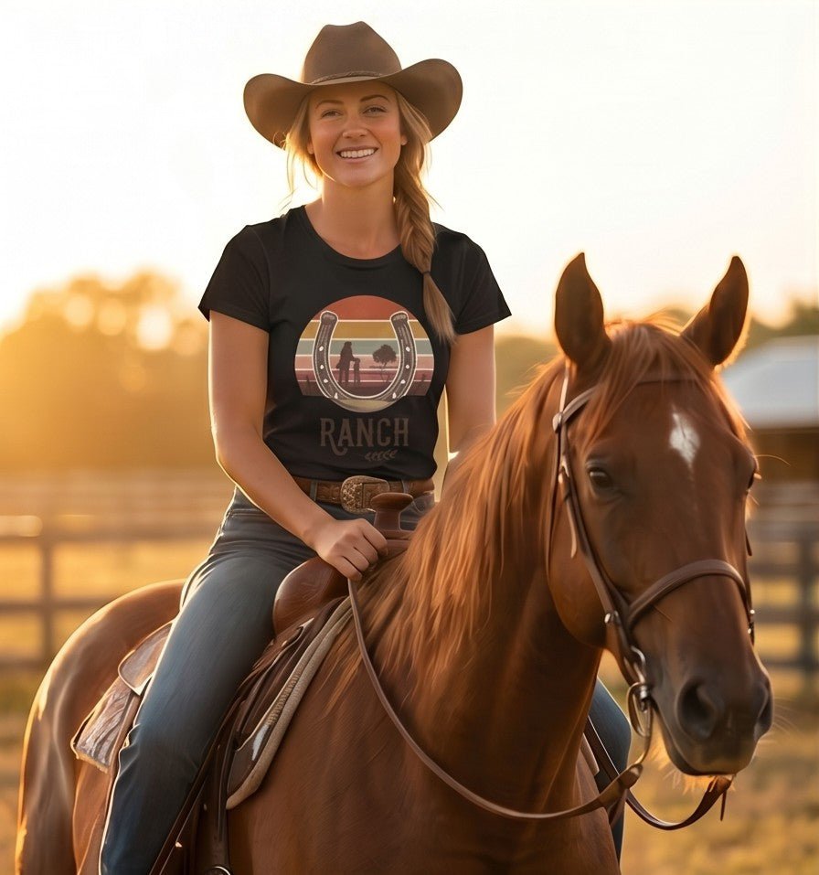 Women's horseshoe cowgirl Ranch Tee - Ranch