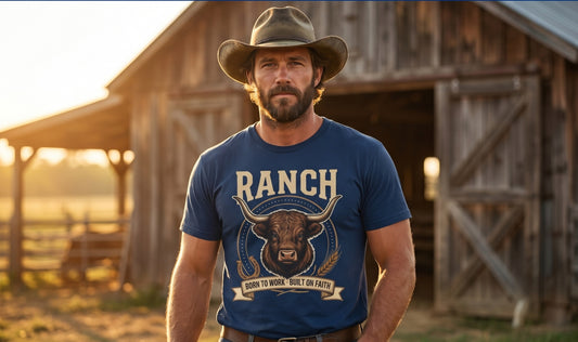 Men's longhorn bull Ranch Tee - Ranch