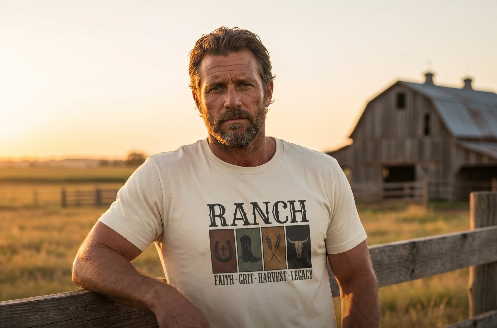 Faith.Grit.Harvest.Legacy Men's Adult Ranch Tee - Ranch
