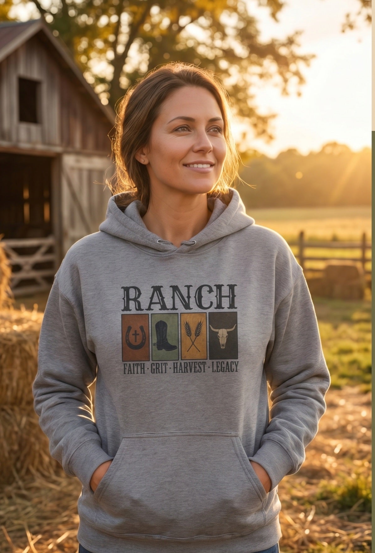 Faith.Grit.Harvest.Legacy Women's Ranch Hoodie - Ranch