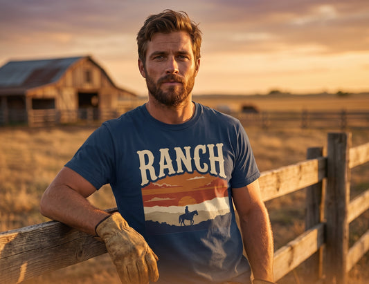 Men's retro sunset Ranch Tee - Ranch